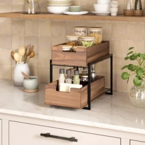 Seville Classics 2-Tier Acacia Bin